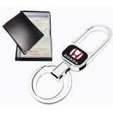 Chaveiro Honda Metal Mosquetão + Porta Documento Carro