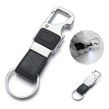 Chaveiro Mosquetão Luxo Premium Com Luz Abridor Metal Couro