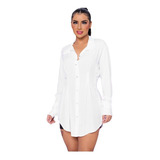 Chemise Camisa Social Manga Longa Camisão Botão