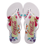 Chinelo Coca Cola Flower Bottle Feminino Branco
