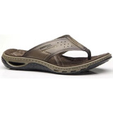 Chinelo Masculino Pegada Couro Anatomica Macia Leve