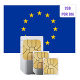 Chip Europa Premium +40 Países - 2gb Por Dia - 15 Dias