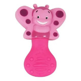 Chocalho Mordedor Bebe Macio Anti Stress Abelhinha Rosa