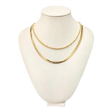 Choker Cordão Baiano + Colar Laminada Banhado A Ouro 18k