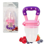 Chupeta Alimentadora Porta Frutas Mordedor Silicone Bebe Cor Rosa