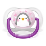 Chupeta Avent Ultra Air 0-6 Meses Menina Pinguim Rosa Lilas