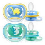 Chupeta Avent Ultra Air 18+ Meses Azul E Verde Menino Dupla
