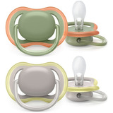 Chupeta Avent Ultra Air 6-18 Meses Lisa Cinza Verde Neutra