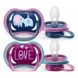 Chupeta Avent Ultra Air Menina Love Rosa Azul +18 Meses