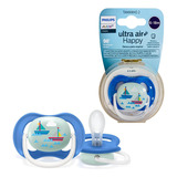 Chupeta Ultra Air Decorada 6-18 Meses Menino Menina Avent Cor Barquinhos