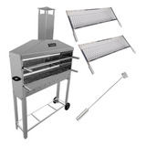 Churrasqueira Espetinho Bar Inox Grande Coifa 2 Grelhas Inox