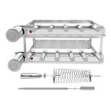 Churrasqueira Inox Gira Grill 11 Espetos Giratório + Grelha