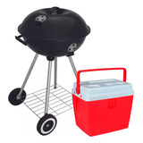 Churrasqueira Portatil Bafo + Caixa Térmica 19l Vermelho