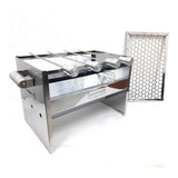 Churrasqueira Portátil De Inox Com Grelha E 4 Espetos Inox