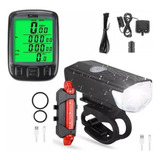 Ciclocomputador Velocimetro Bike Ciclismo Kit Lanterna Led.