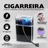 Cigarreira Porta Cigarros Portátil Isqueiro Recarregável Usb
