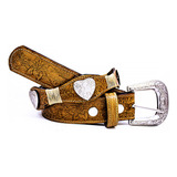 Cinto Country Feminino Tranças Cowgirl Couro Coração Bruta
