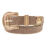 Cinto Feminino Brilhante Strass Festa Fivela Country Metal 