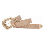 Cinto Feminino Country Com Strass Fivela Dourada