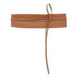 Cinto Feminino Faixa De Amarração Largo Voltas Blogueira Cor Caramelo Desenho Do Tecido Liso Tamanho Único
