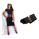 Cinto Largo Com Elástico Para Vestido Colado Curto 3 Ilhós