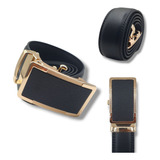 Cinto Masculino Luxo Social Couro Fivela Catraca Com Dourado