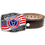 Cinto Top + Fivela Eua Prateada American Longhorn Original