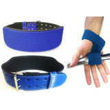 Cinturão Couro E Fita Strap Par Agachamento Luva Powerlifit 