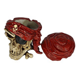Cinzeiro Caveira Pirata Tampa Skull Crânio Decorativo Resina