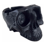 Cinzeiro Crânio Caveira De Resina Preto Black Skull Decoraça