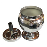 Cinzeiro Luxo Tampa Giratória Metal Redondo Prata Luxo