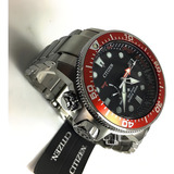 Citizen Promaster Aqualand 200m Japan Power Reserve Bn2039 Cor Da Correia Prateado Cor Do Bisel Vermelho Cor Do Fundo Preto