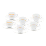 Cj 6 Xícara Café 100ml Porcelana Cpires Monaco Borda Dourada