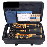 Clarinete 17ch Douradas Moresky Sib-mol Corpo Ebonite Estojo