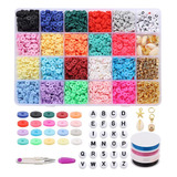 Clay Beads Flat Polymer College Beads 4 Cordões Elásticos En