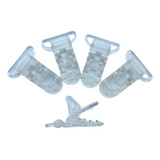 Clip Jacaré Base Prendedor Chupeta 25x42 10 Pçs Transparente