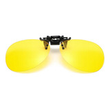 Clip On P/ Oculos Lente Amarela Bloqueia Luz Farol Carro Cor Armação Preta Haste Preta Lente Amarelo Desenho Ocean