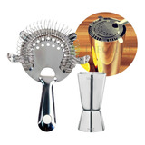 Coador Strainer 4 Apoios E Dosador Duplo 25x50ml Aço Inox