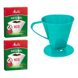 Coador Suporte Café + 2 Filtro Melitta Original 103 C/30 Uni