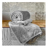 Cobertor Bonne Nuit Microfibra Flannel Cor Cinza Com Design Liso De 2.2m X 1.8m