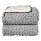 Cobertor Donna Bebê Plush Com Sherpa Dots Cinza Glacial