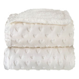 Cobertor Donna Bebê Plush Com Sherpa Hearts Branco