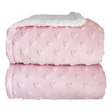 Cobertor Donna Bebê Plush Com Sherpa Hearts Rosa