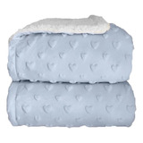 Cobertor Donna Laço Bebê Plush Com Sherpa Hearts Azul Bebê