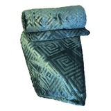 Cobertor Manta Flannel Embossed King Queen Luxo 2,20x2,40 Cor Verde-escuro