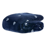 Cobertor Manta Vintage Toque Seda Estampado Queen 220x240cm Cor Azul Desenho Do Tecido Veleiro