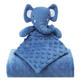 Cobertor Naninha Pipoquinha Elefante Mantinha Cheirinho Bebê Cor Elefante Azul Animais