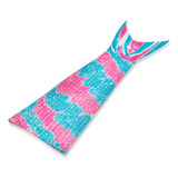 Cobertor Saco De Dormir Infantil Calda De Sereia Manta Cor Escama Azul Com Rosa
