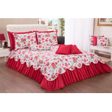 Cobre Leito Belize Casal Queen Kit 06 Peças Vermelho