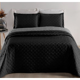 Cobre Leito Casal Queen 3 Pçs - Colcha Dupla Face Com Vies
